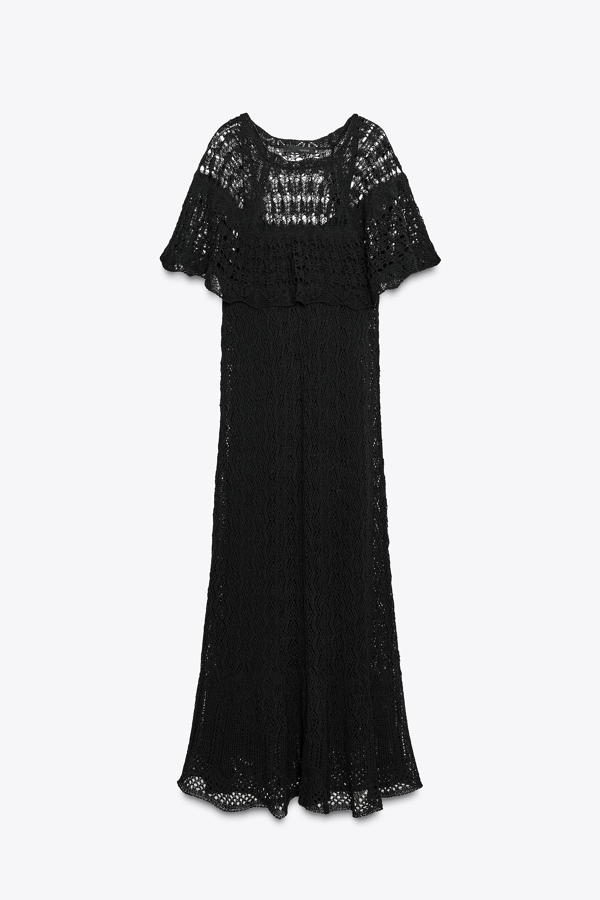 POINTELLE KNIT RUFFLE LONG DRESS